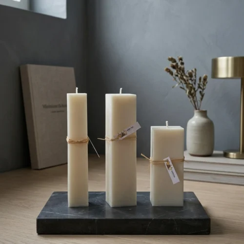 bougie pilier cubique en cire d'olive